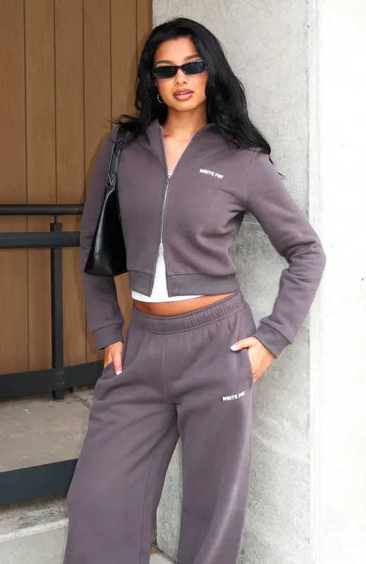 Comfy And Cute Slim Zip Front Hoodie Charcoal sold by White Fox Boutique