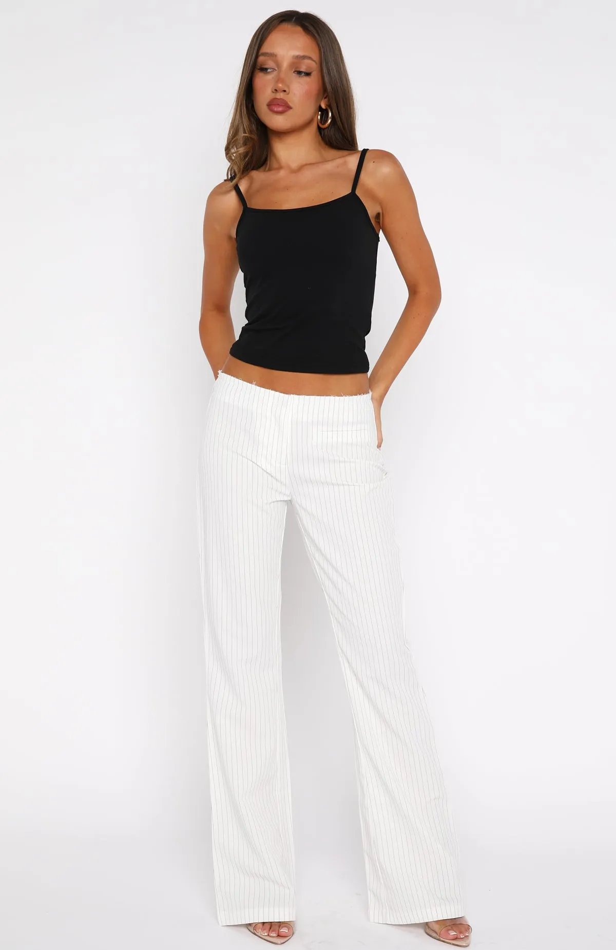 Getting You Close Pants White Pinstripe sold by White Fox Boutique product image thumbnail 2