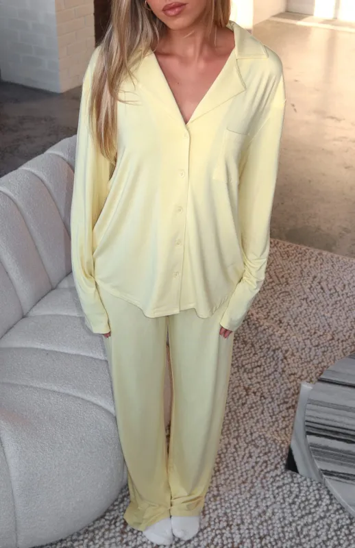 Pillow Talk Long Sleeve Pyjama Set Lemon sold by White Fox Boutique