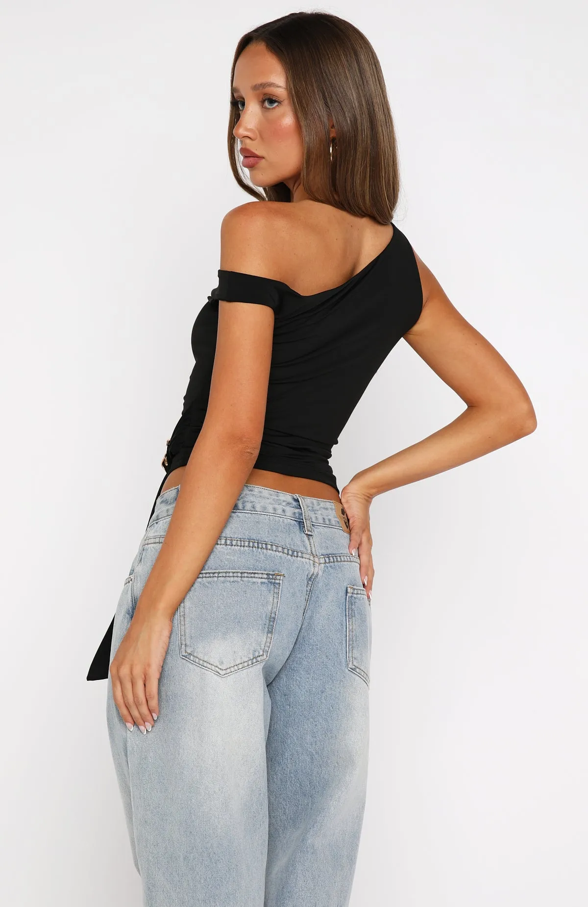 Stuck In A Dream Off Shoulder Top Black sold by White Fox Boutique product image thumbnail 5