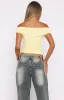 Halfway Over It Off Shoulder Top Lemon sold by White Fox Boutique