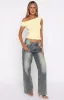 Halfway Over It Off Shoulder Top Lemon sold by White Fox Boutique