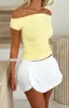 Halfway Over It Off Shoulder Top Lemon sold by White Fox Boutique