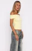 Halfway Over It Off Shoulder Top Lemon sold by White Fox Boutique