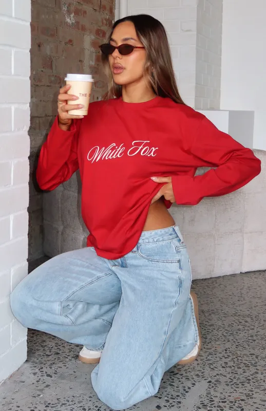 What The Heart Wants Long Sleeve Tee Red sold by White Fox Boutique