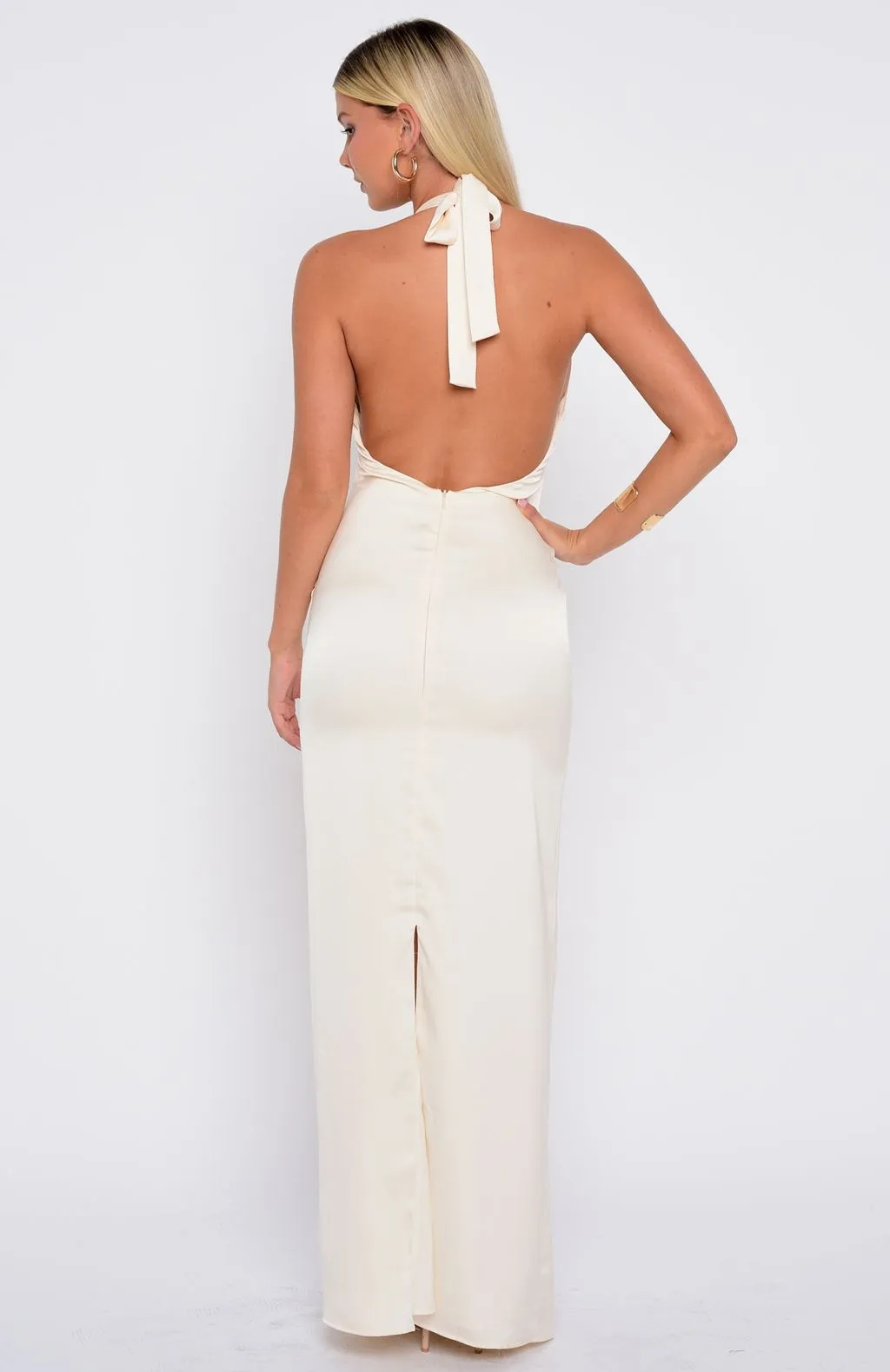 Night-Time Madness Halter Maxi Dress Oyster sold by White Fox Boutique product image thumbnail 4