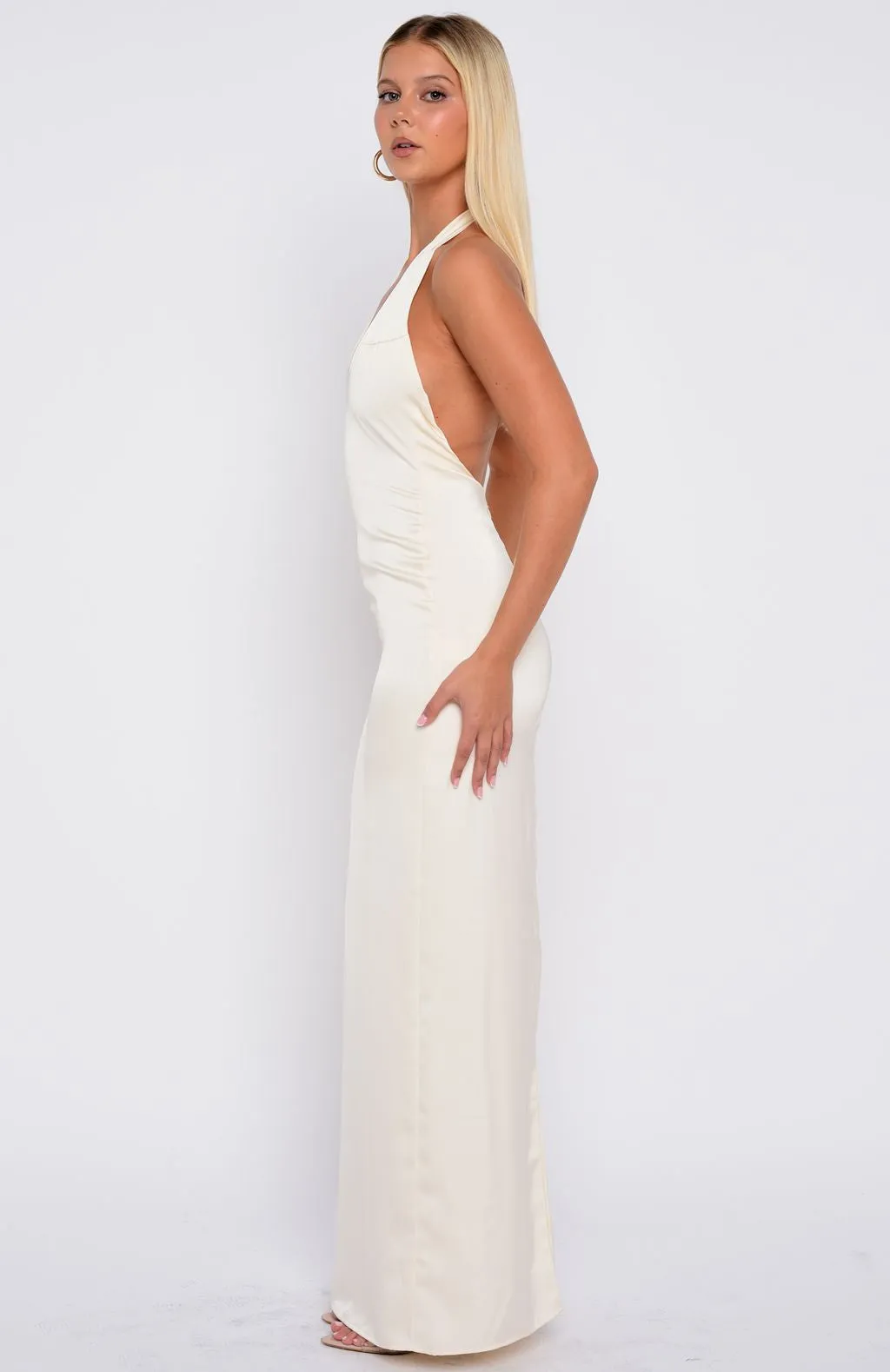 Night-Time Madness Halter Maxi Dress Oyster sold by White Fox Boutique product image thumbnail 3