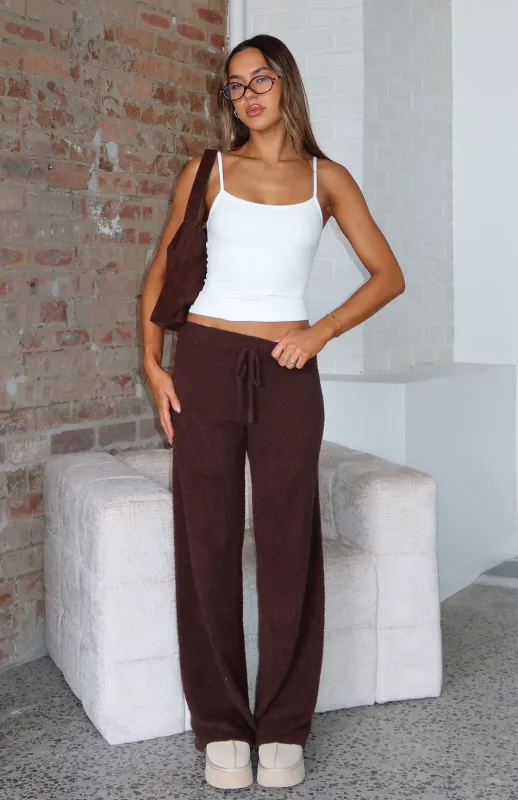 Act Natural Knit Pants Chocolate sold by White Fox Boutique
