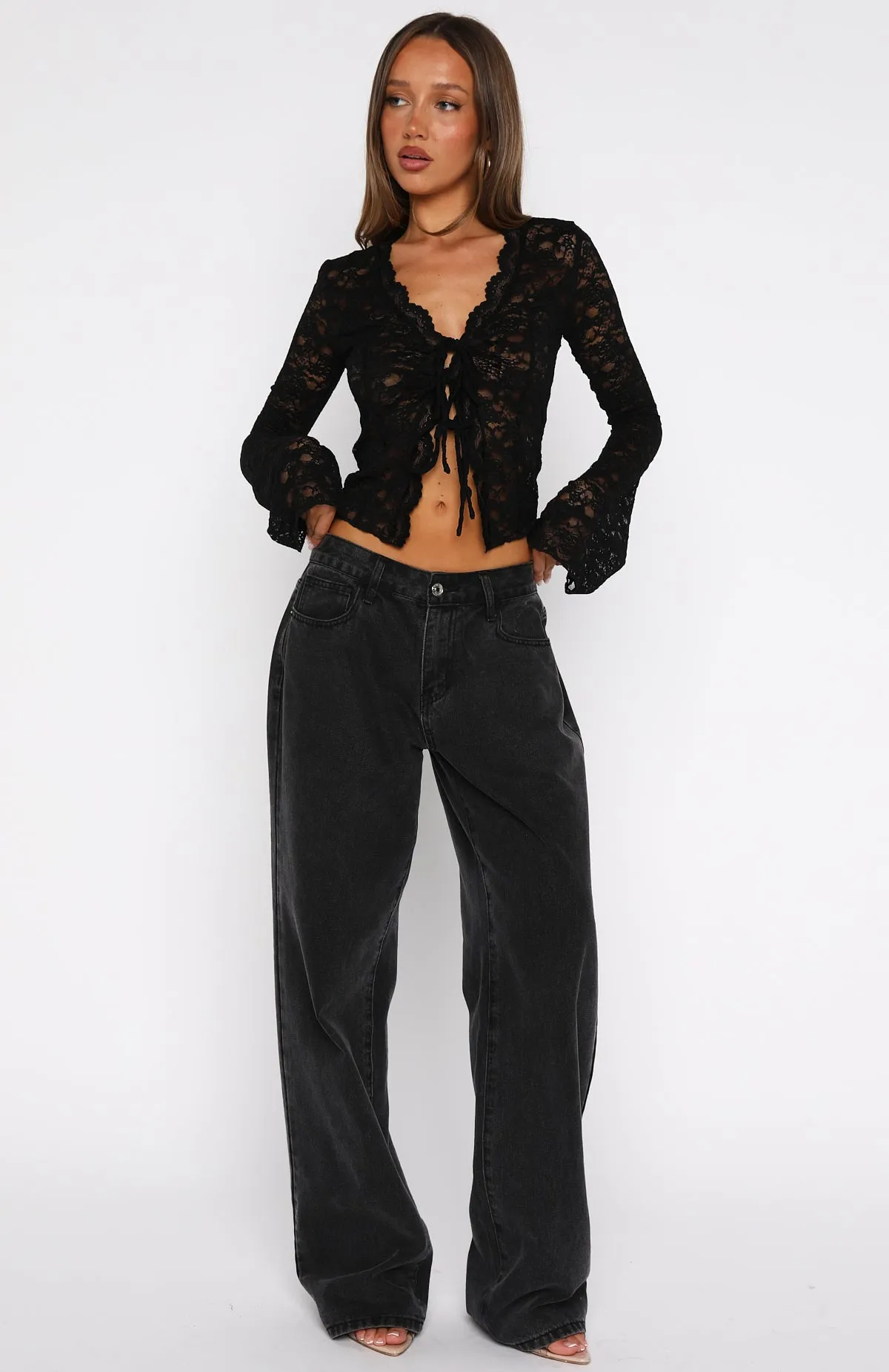 Oh So Careless Long Sleeve Lace Top Black sold by White Fox Boutique product image thumbnail 5