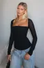 Better Believe Long Sleeve Mesh Bustier Black sold by White Fox Boutique