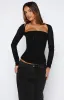 Better Believe Long Sleeve Mesh Bustier Black sold by White Fox Boutique