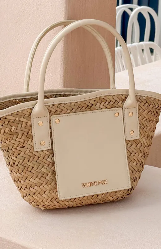 Vivienne Straw Top Handle Bag Cream sold by White Fox Boutique