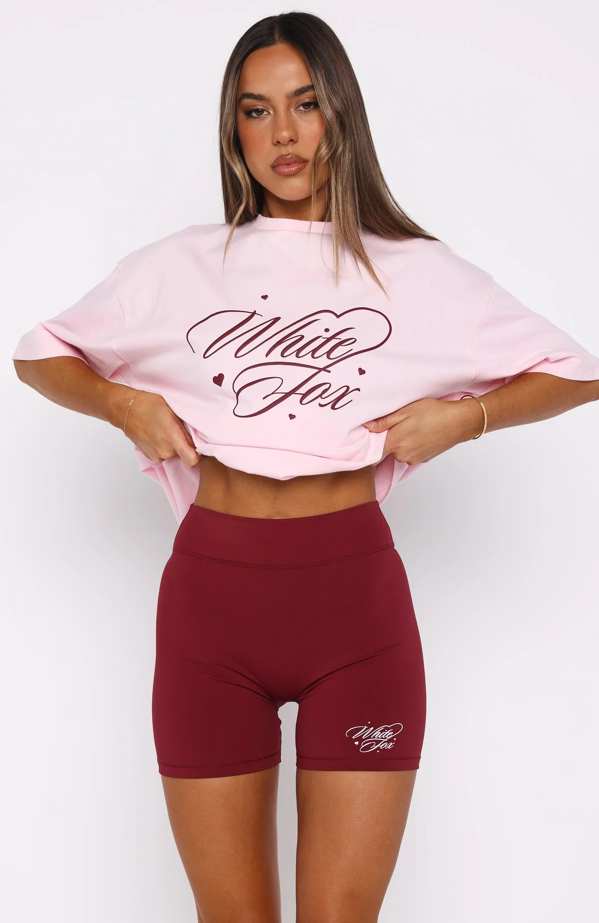 Love You Regardless Bike Shorts Burgundy sold by White Fox Boutique product image thumbnail 2