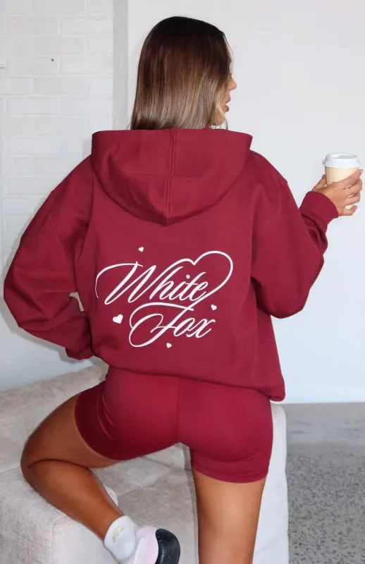 Love You Regardless Oversized Hoodie Burgundy sold by White Fox Boutique