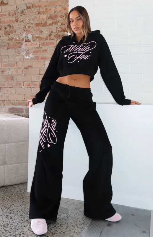Love You Regardless Wide Leg Sweatpants Black sold by White Fox Boutique