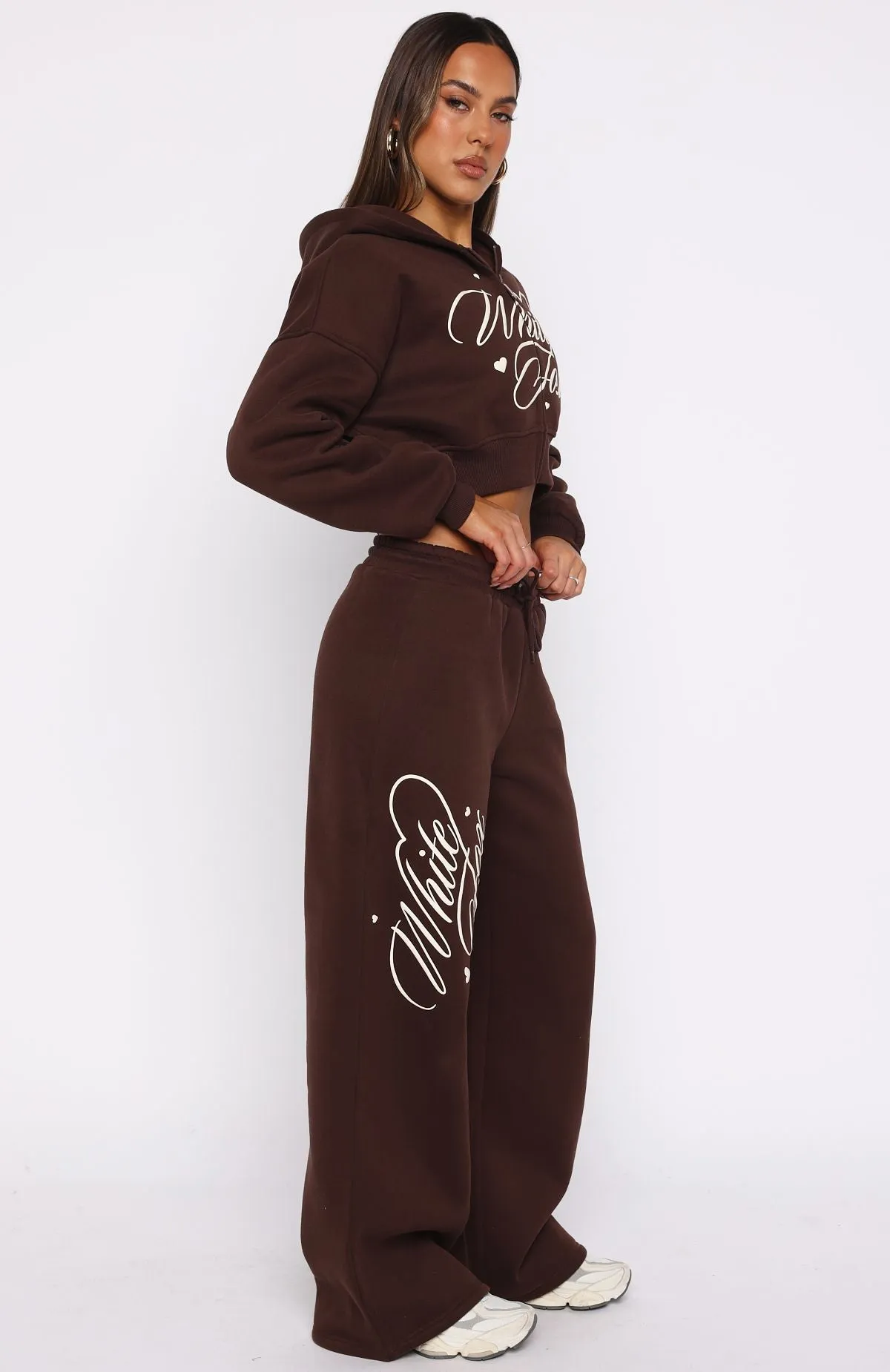 Love You Regardless Wide Leg Sweatpants Chocolate sold by White Fox Boutique product image thumbnail 3