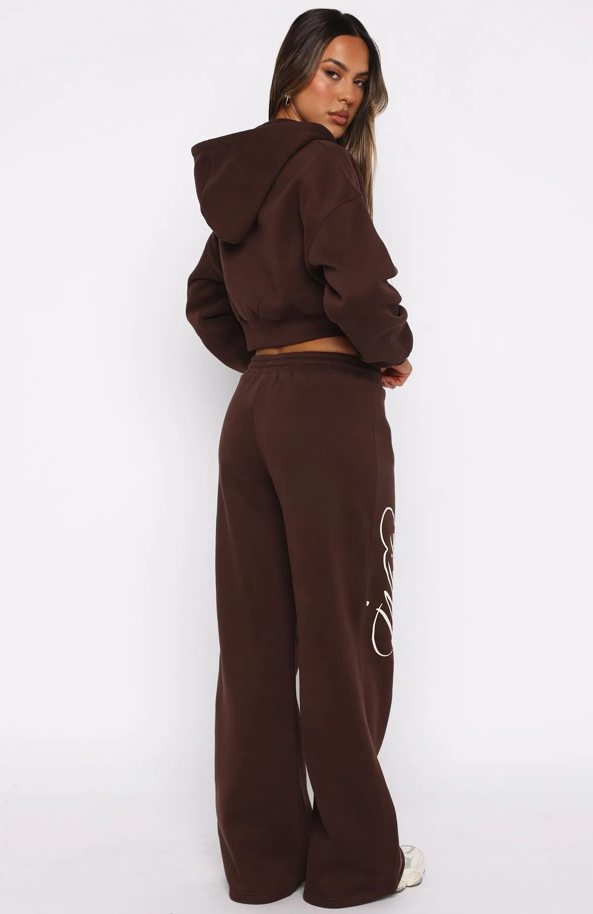 Love You Regardless Wide Leg Sweatpants Chocolate sold by White Fox Boutique product image thumbnail 4