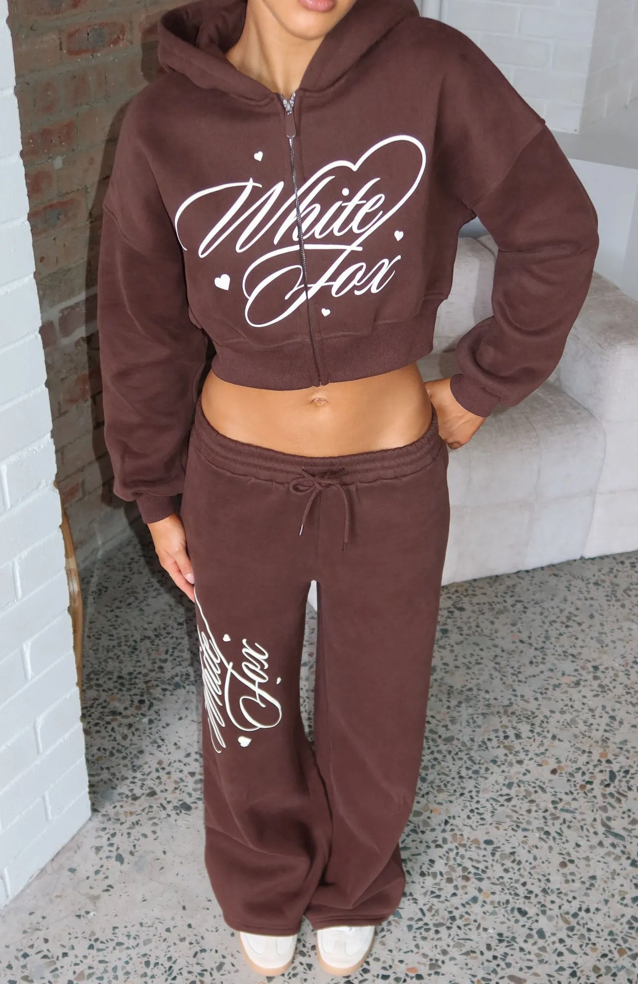 Love You Regardless Wide Leg Sweatpants Chocolate sold by White Fox Boutique product image thumbnail 5