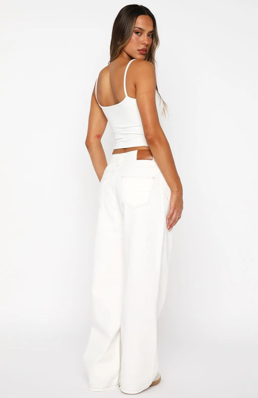 Clarissa Low Rise Wide Leg Jeans Off White sold by White Fox Boutique product image thumbnail 4