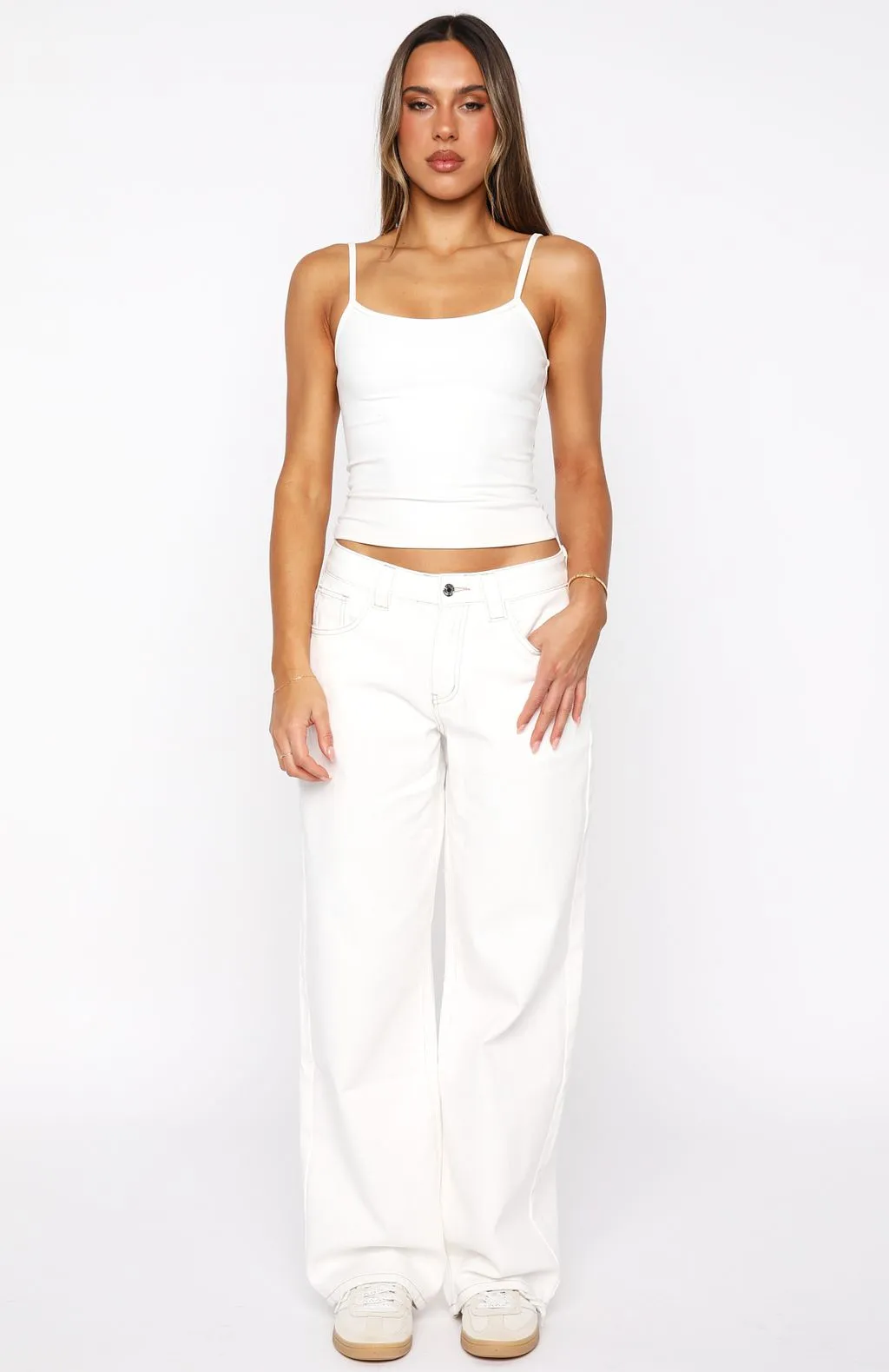 Clarissa Low Rise Wide Leg Jeans Off White sold by White Fox Boutique product image thumbnail 2