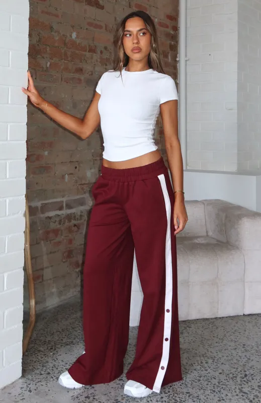 Our Bridges Burned Wide Leg Pants Burgundy sold by White Fox Boutique