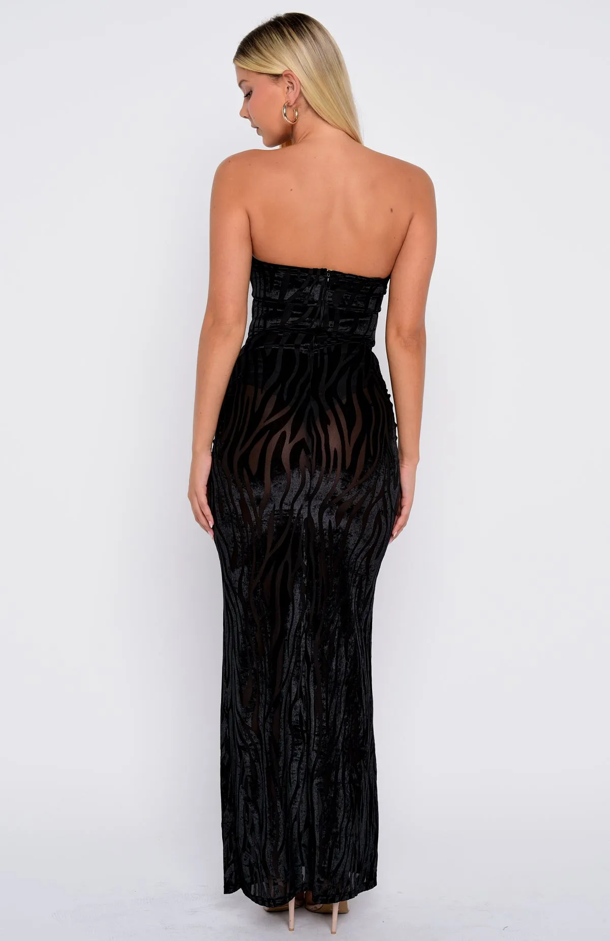Running The Show Strapless Maxi Dress Black sold by White Fox Boutique product image thumbnail 4