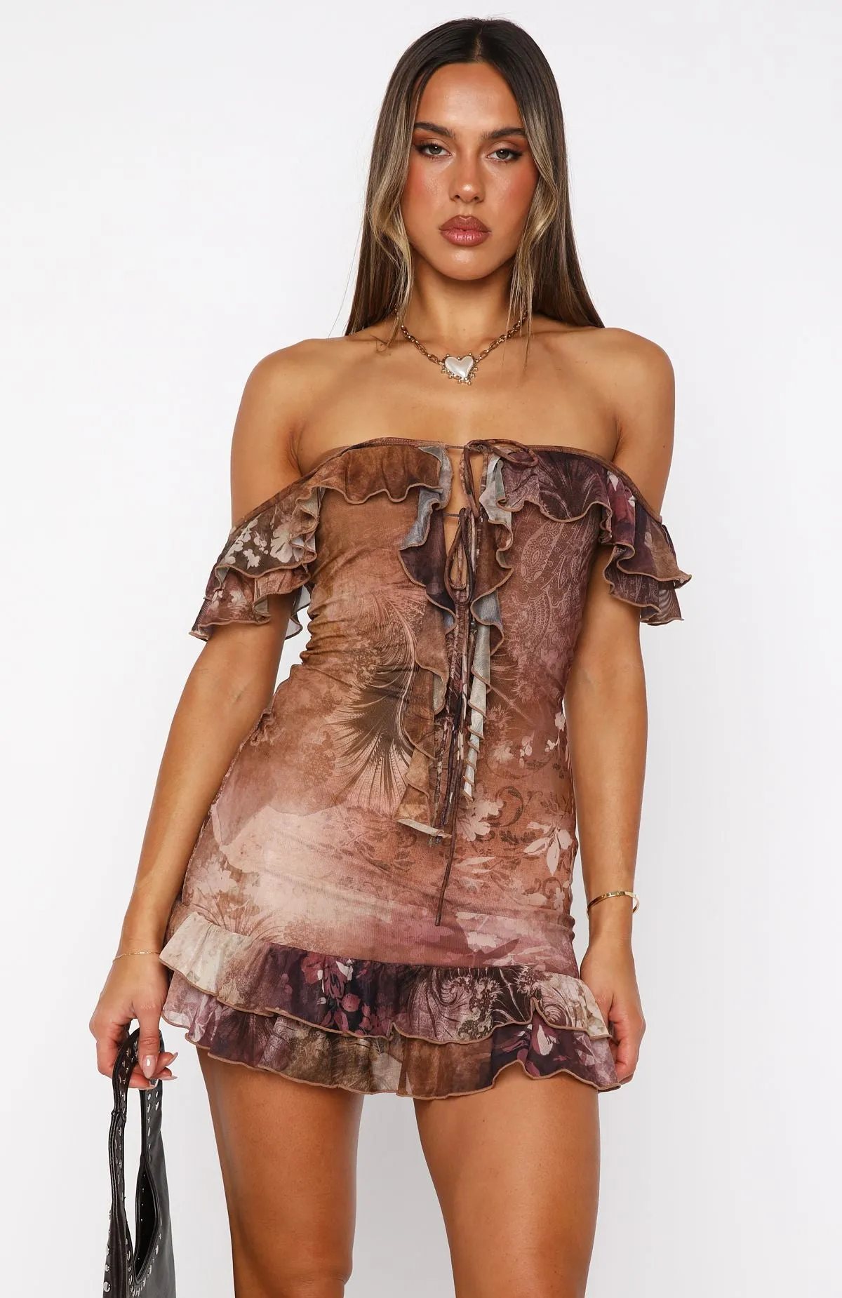 Aurelia Off Shoulder Mini Dress Antique Bloom sold by White Fox Boutique product image thumbnail 2