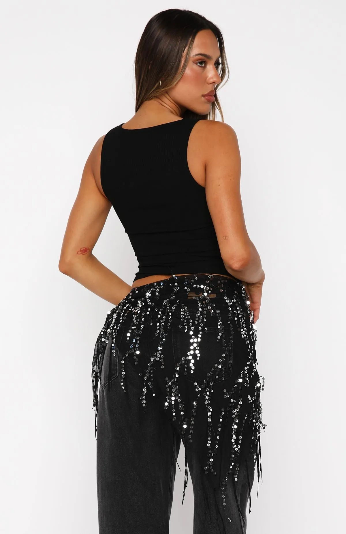 Chrome Aura Ribbed Tank Black sold by White Fox Boutique product image thumbnail 4