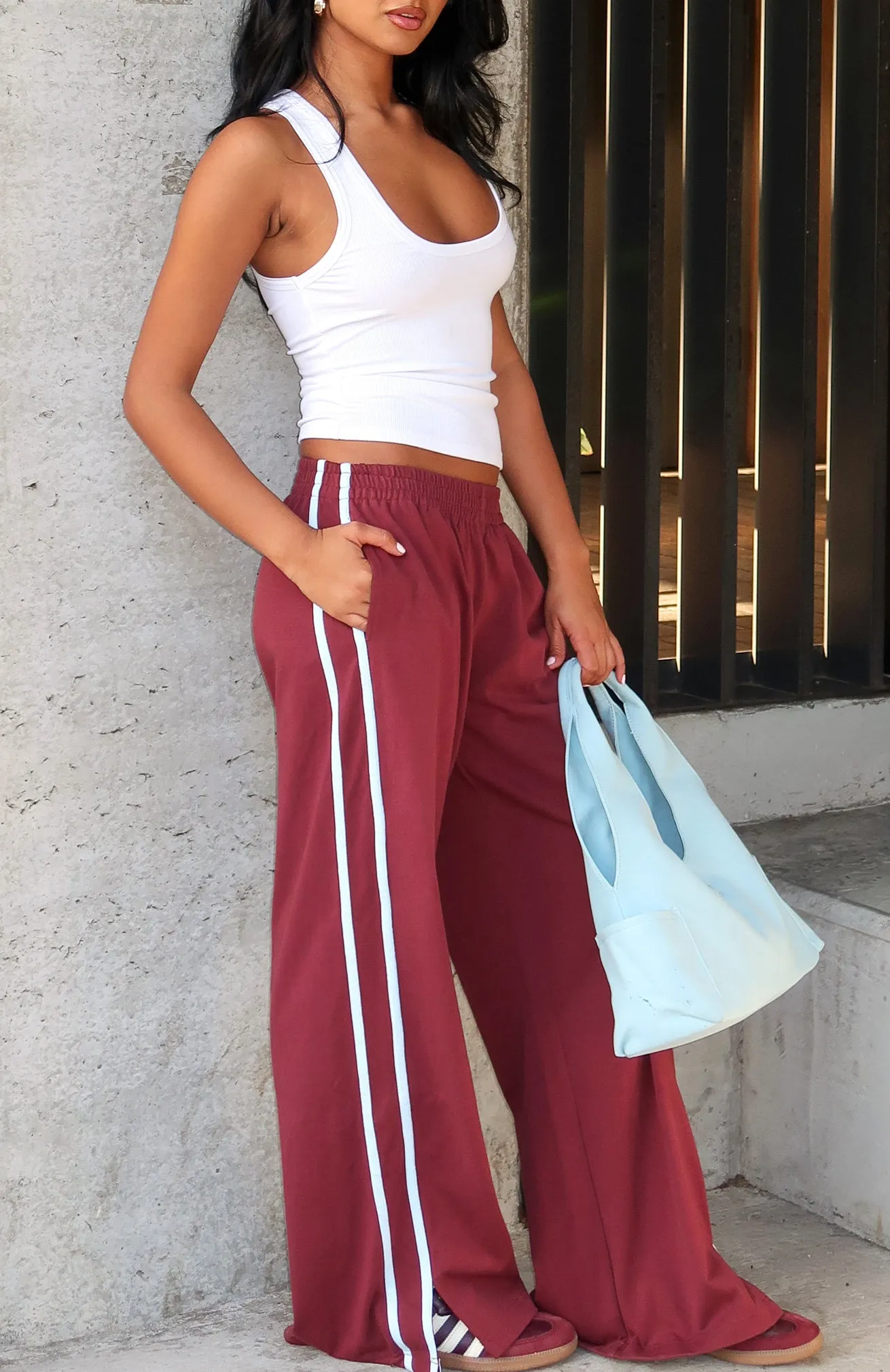 Make Me Promises Pants Burgundy sold by White Fox Boutique