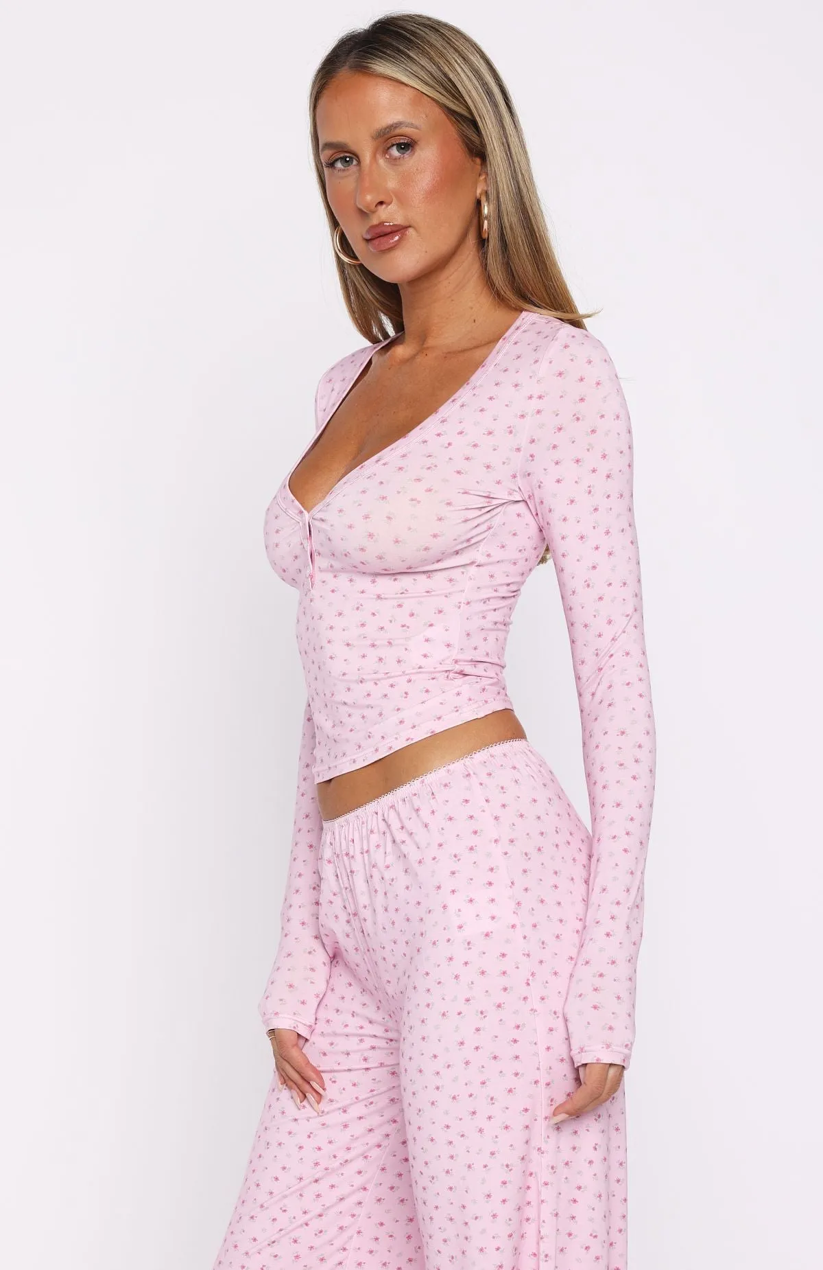 Dreamy Button Up Long Sleeve Pyjama Top Sugar Blossom sold by White Fox Boutique product image thumbnail 3