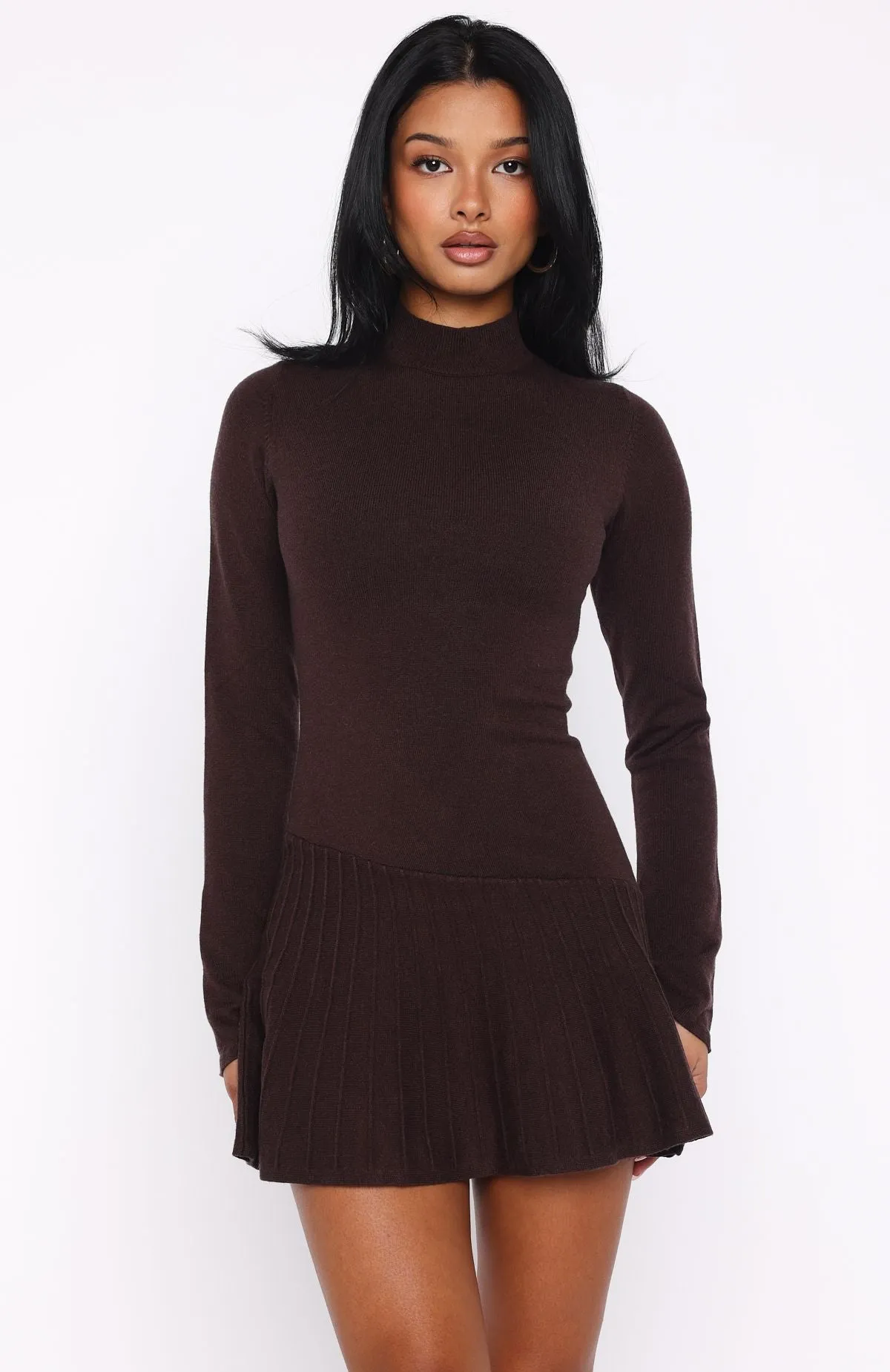 Forever Her Long Sleeve Mini Dress Chocolate sold by White Fox Boutique product image thumbnail 2