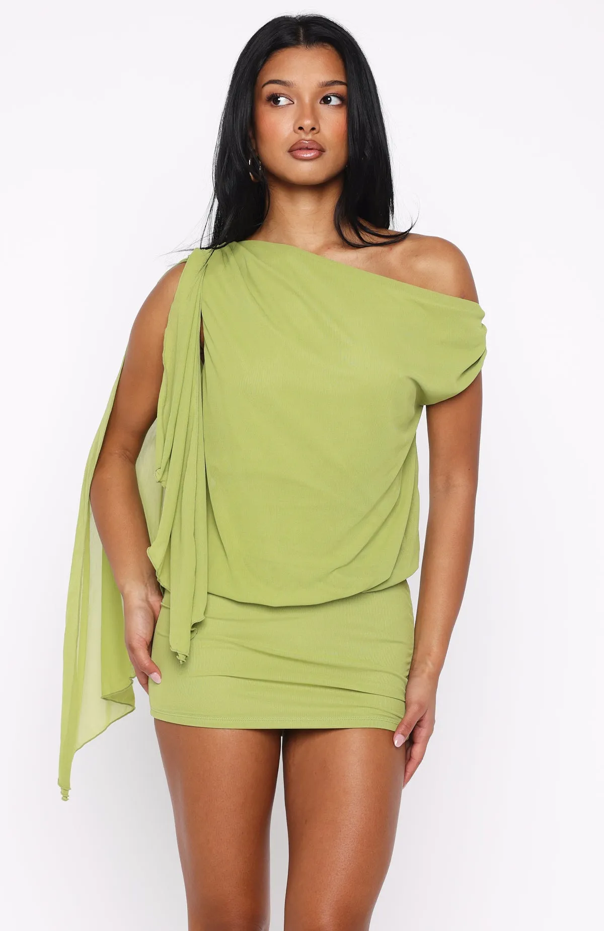 Sicilian Dreams Mini Dress Chartreuse sold by White Fox Boutique product image thumbnail 2