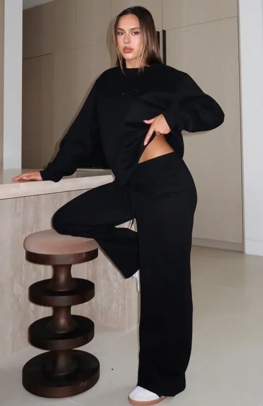 Stay Lifted Wide Leg Sweatpants Black sold by White Fox Boutique