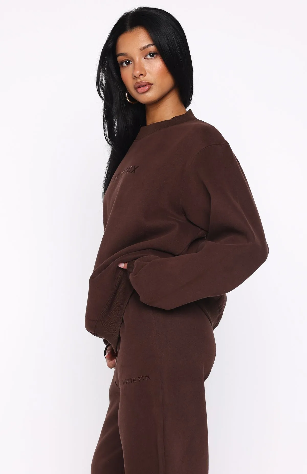 Stay Lifted Oversized Sweater Bitter Chocolate sold by White Fox Boutique product image thumbnail 3