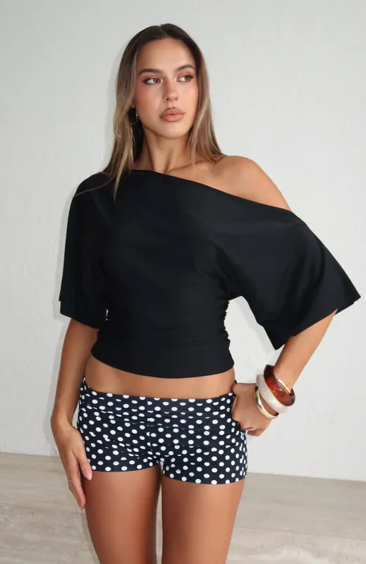 Marrakech Moments Cinched Waist Top Black made by White Fox Boutique