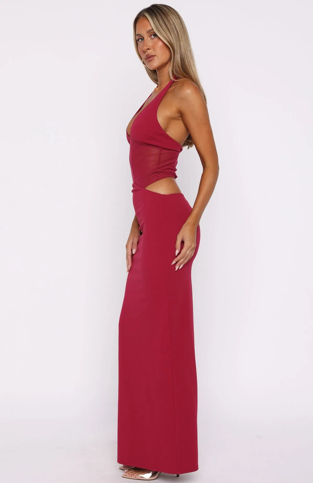 No Notes Needed Halter Maxi Dress Cherry sold by White Fox Boutique product image thumbnail 4