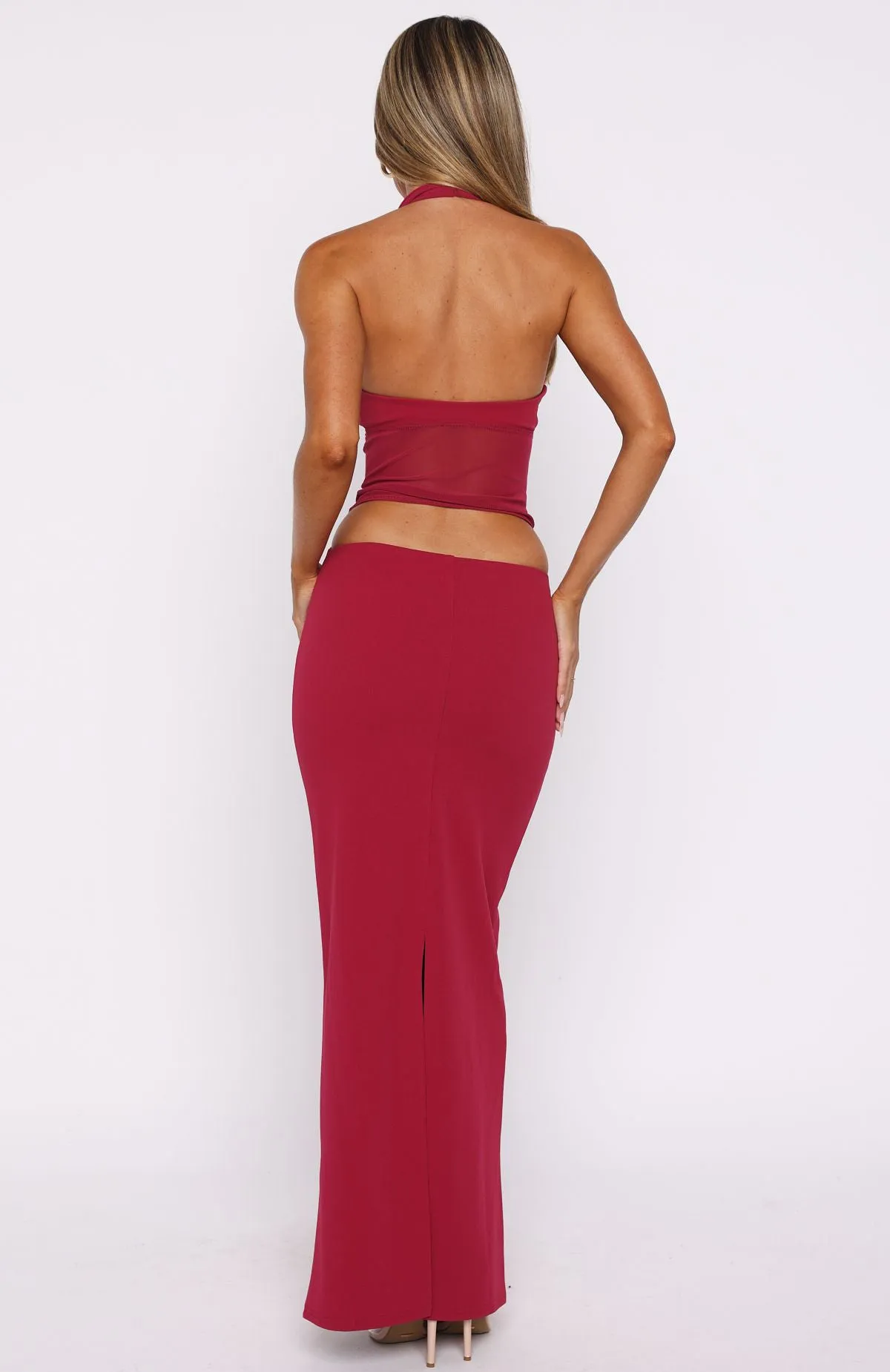 No Notes Needed Halter Maxi Dress Cherry sold by White Fox Boutique product image thumbnail 5