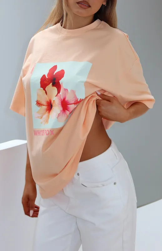 In With The New Oversized Tee Peach sold by White Fox Boutique