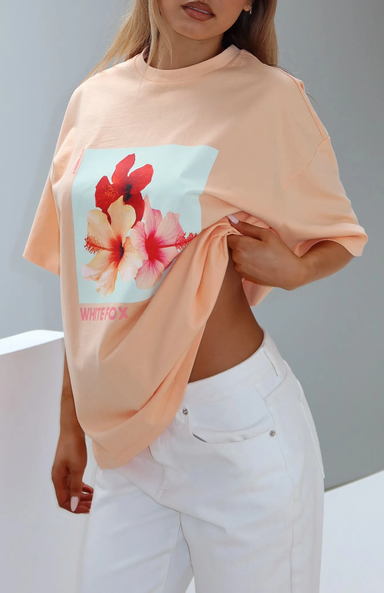 In With The New Oversized Tee Peach sold by White Fox Boutique