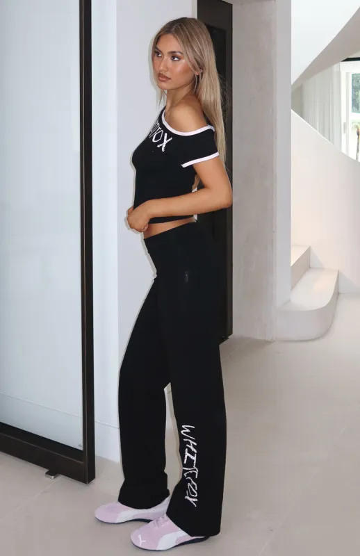 Good Things Take Time Straight Leg Pants Black sold by White Fox Boutique