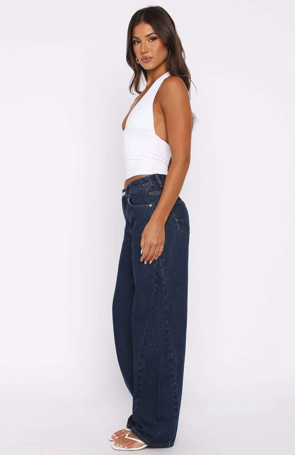 Kiara Mid Rise Barrel Leg Jeans Dark Blue sold by White Fox Boutique product image thumbnail 3