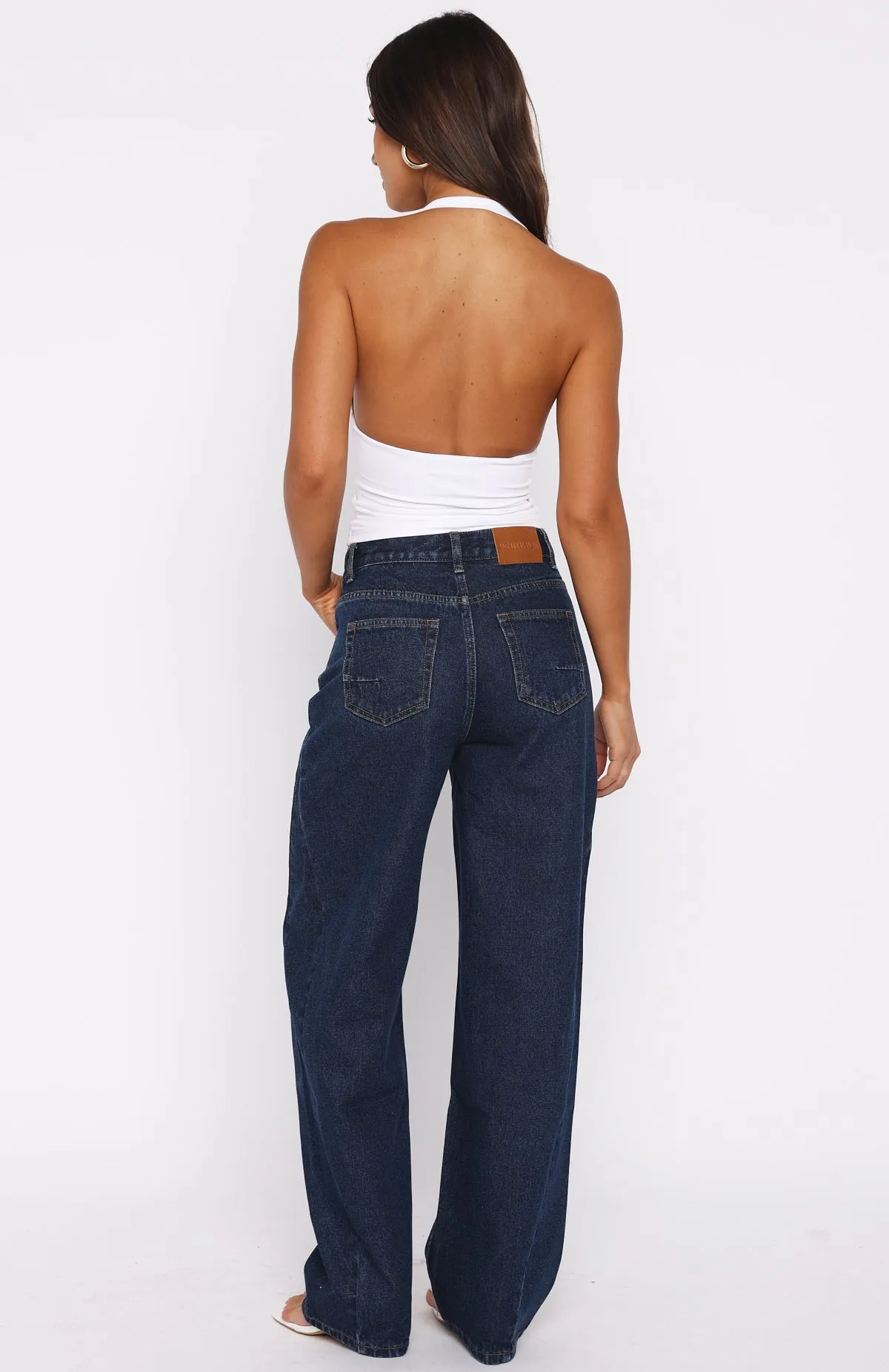 Kiara Mid Rise Barrel Leg Jeans Dark Blue sold by White Fox Boutique product image thumbnail 4