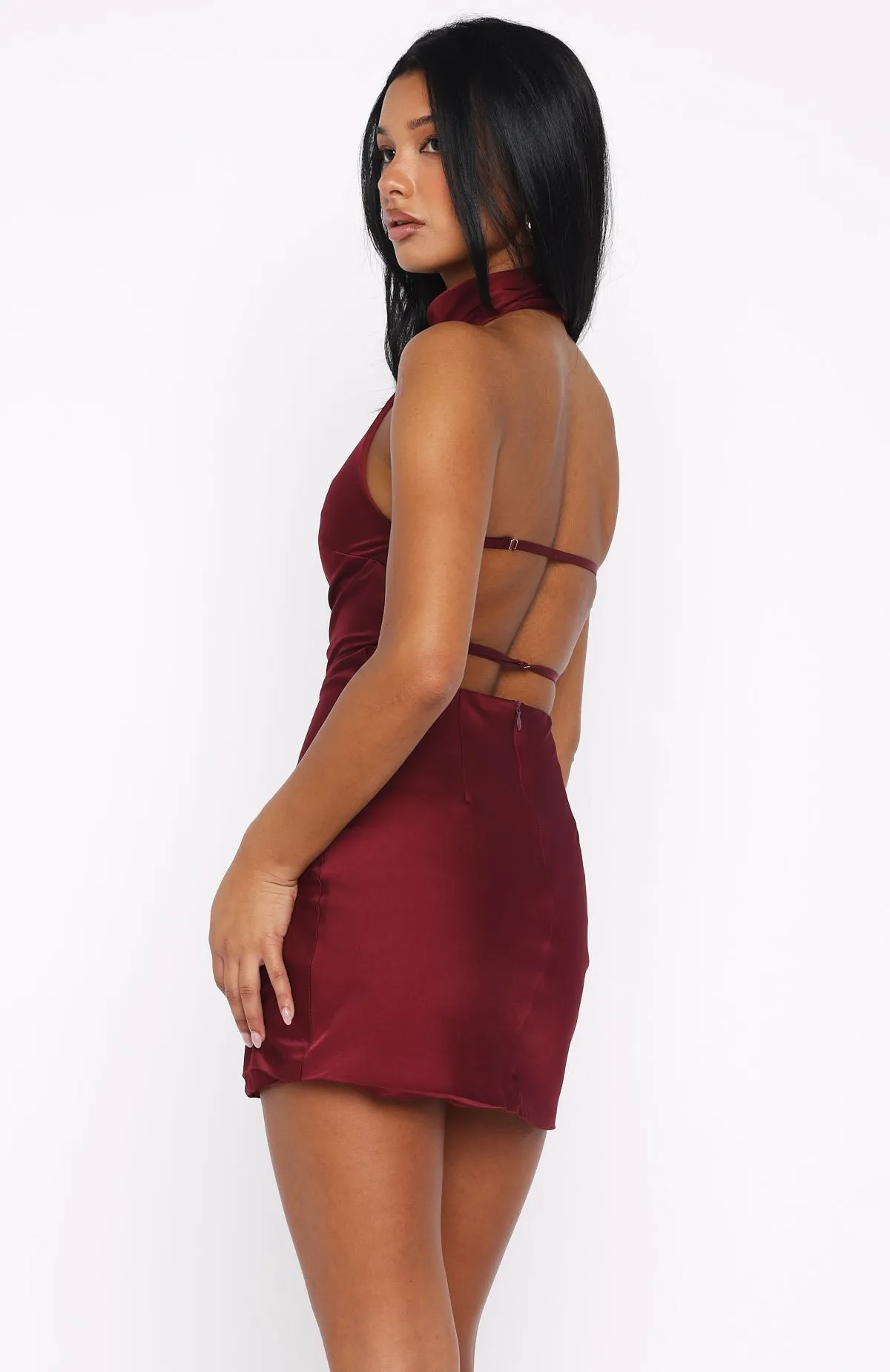 Just Small Talk Halter Mini Dress Wine sold by White Fox Boutique product image thumbnail 5