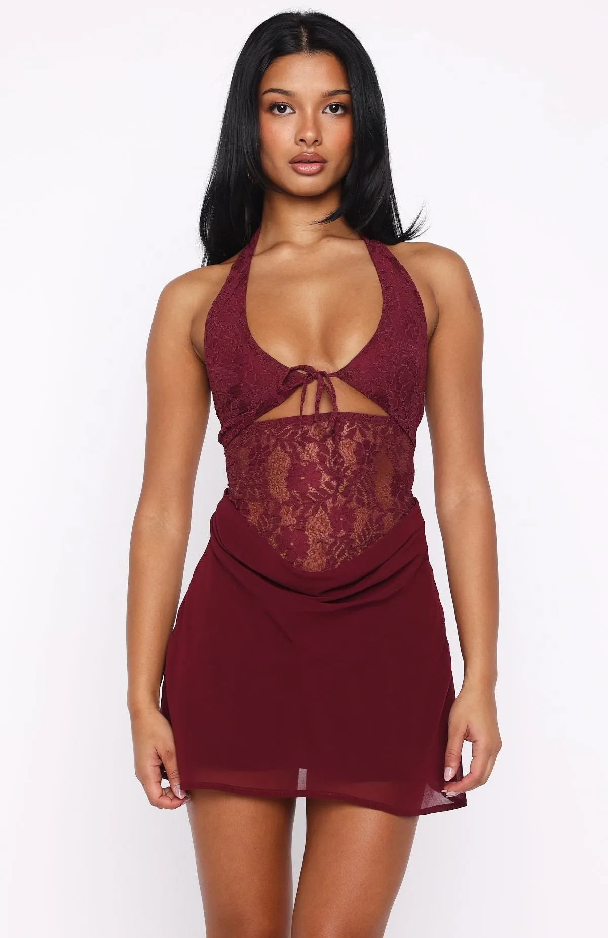 Diamonds Are Forever Mini Dress Burgundy sold by White Fox Boutique product image thumbnail 2