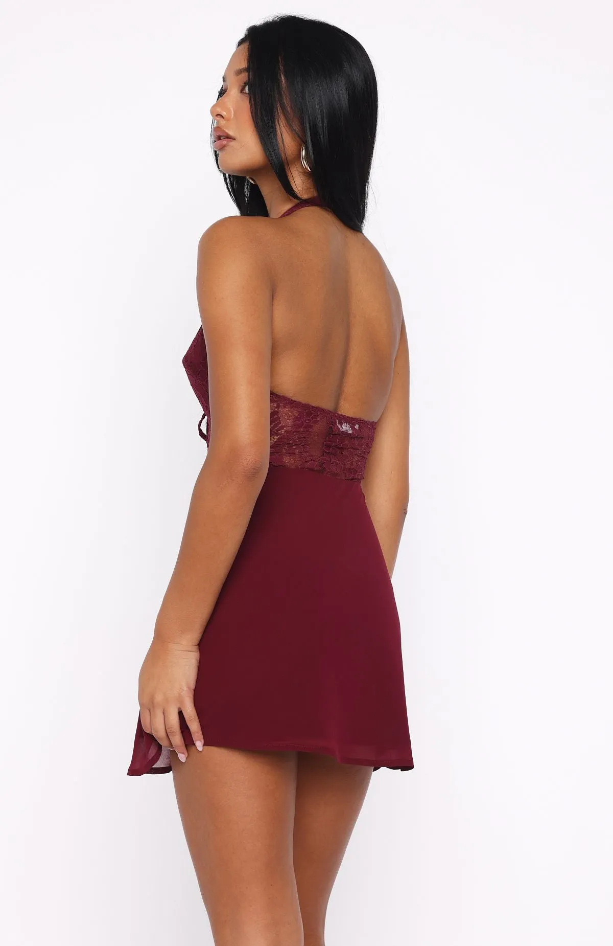 Diamonds Are Forever Mini Dress Burgundy sold by White Fox Boutique product image thumbnail 4