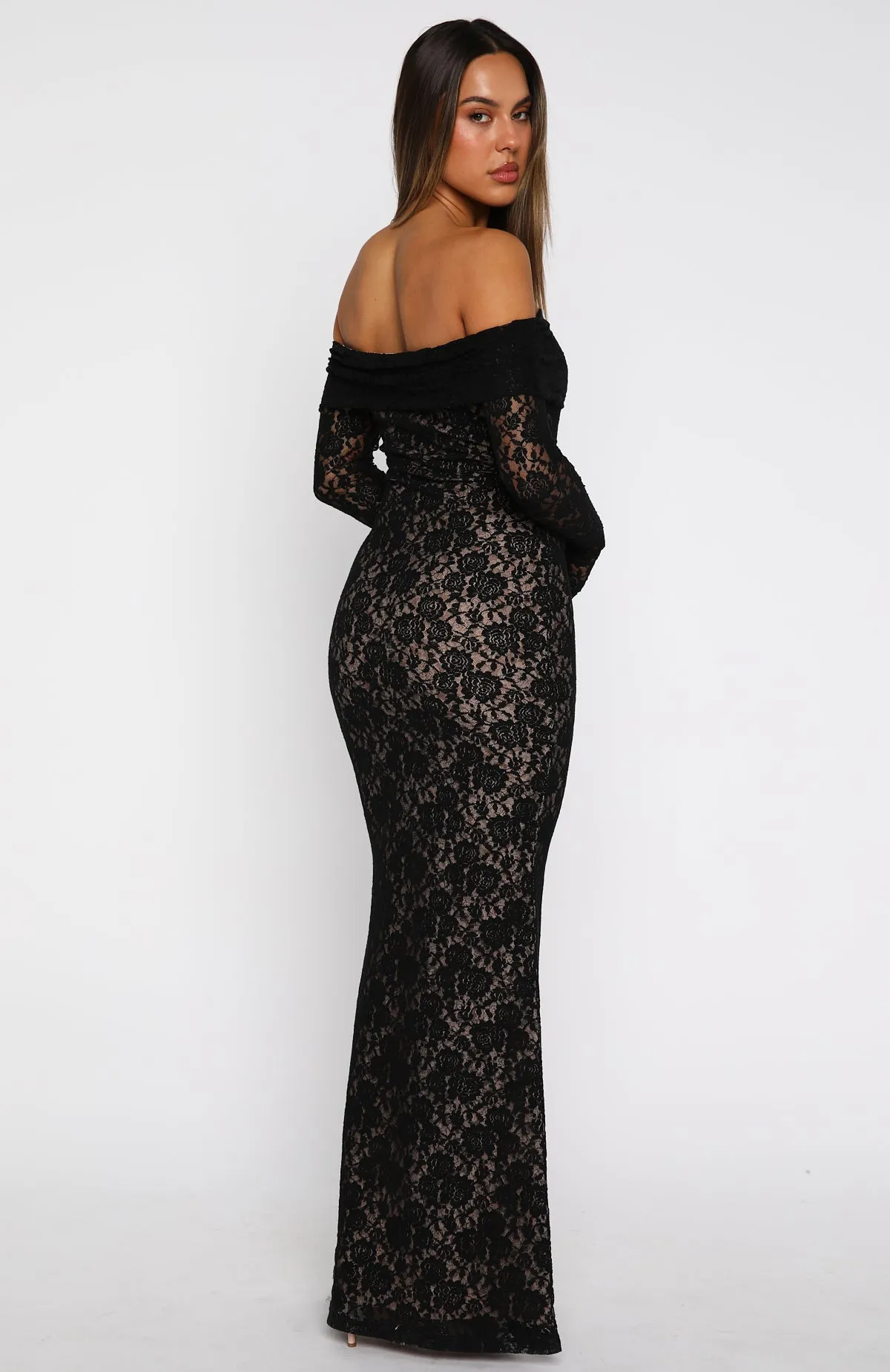 Be My Peace Lace Long Sleeve Maxi Dress Black sold by White Fox Boutique product image thumbnail 4