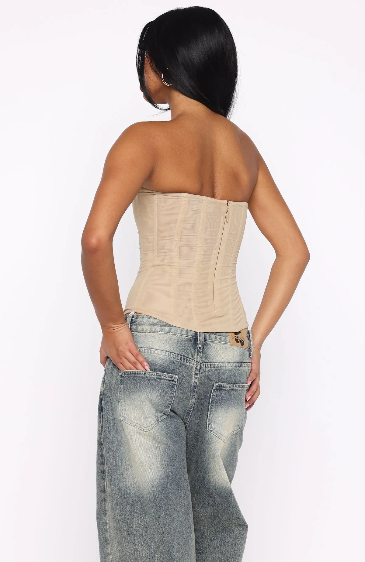 Tell Me A Secret Strapless Bustier Nude sold by White Fox Boutique product image thumbnail 4
