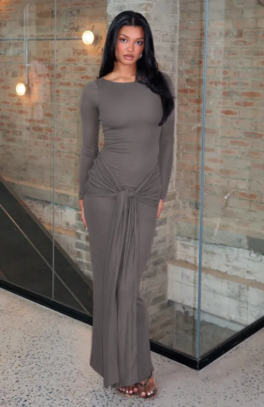 Let Go Of Your Heart Maxi Dress Smokey Chocolate made by White Fox Boutique