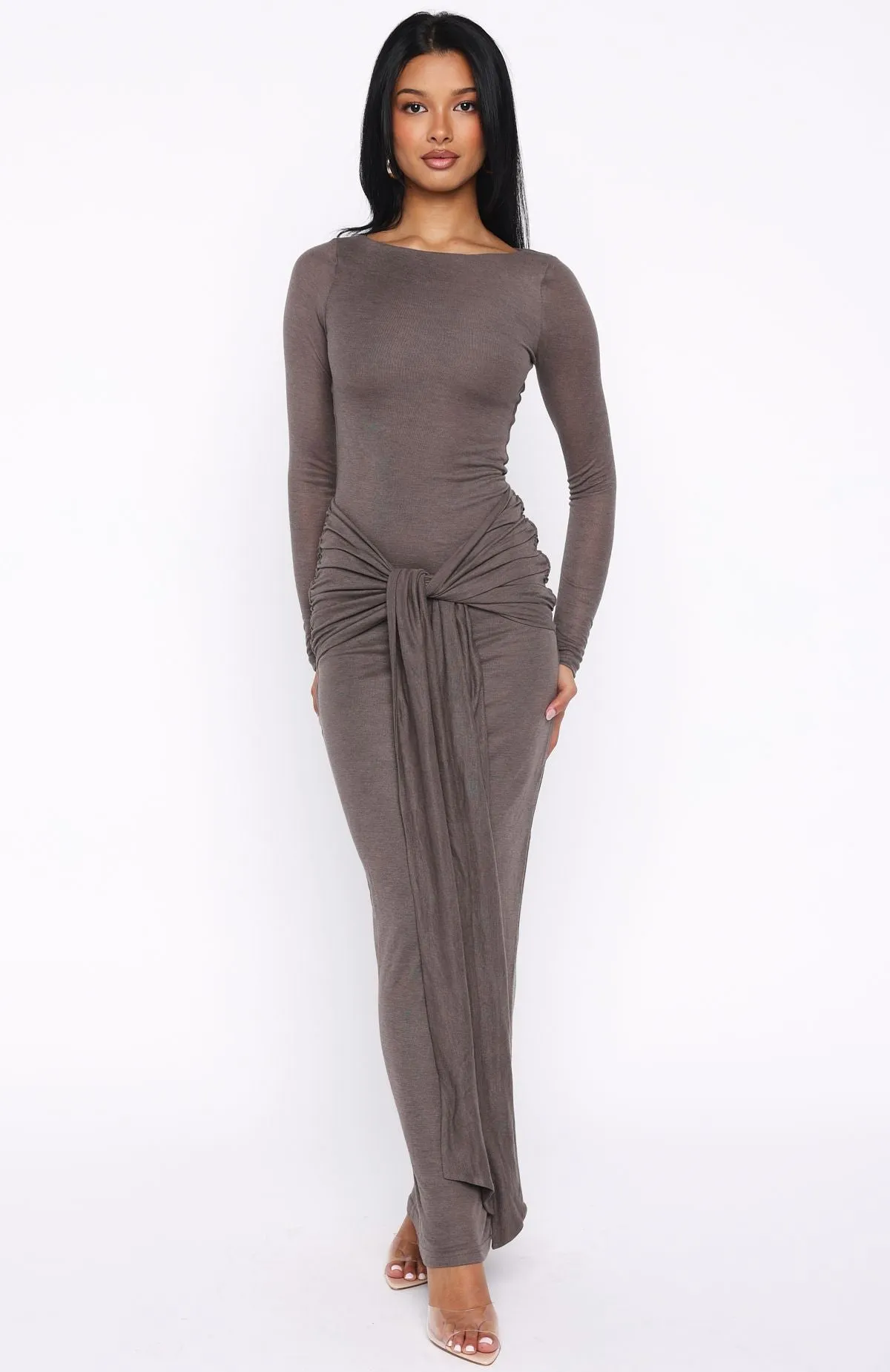 Let Go Of Your Heart Maxi Dress Smokey Chocolate sold by White Fox Boutique product image thumbnail 2