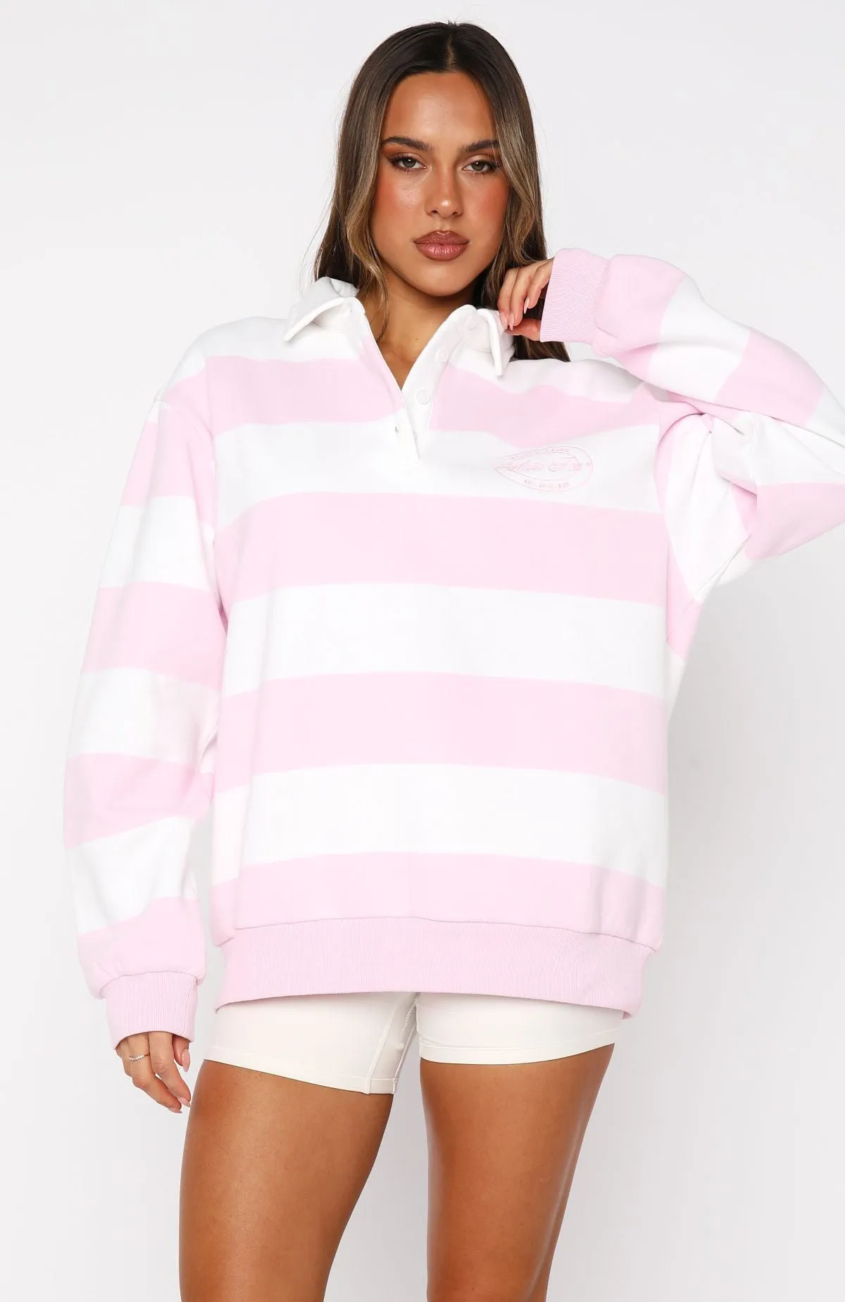 Moving Fast Oversized Henley Sweater Ballet Pink sold by White Fox Boutique product image thumbnail 2